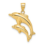 14k Yellow Gold Dolphin Pair Pendant, view 3