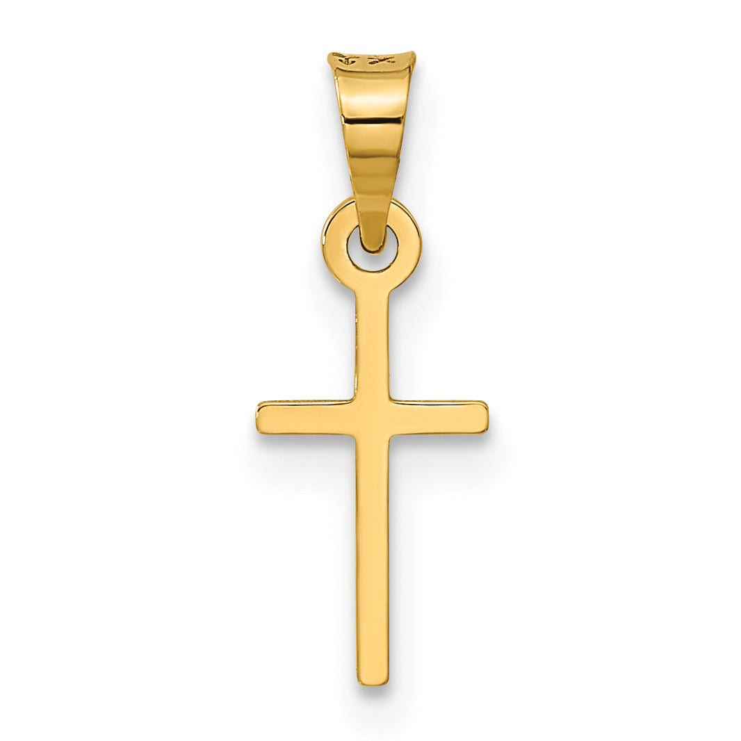 Gold Flat Cross Pendant - 7 x 13.4 mm