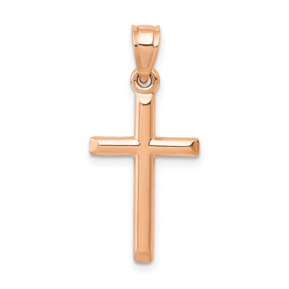 Hollow Cross Pendant - 14k Rose Gold / 12 x 25 mm / 25x12mm