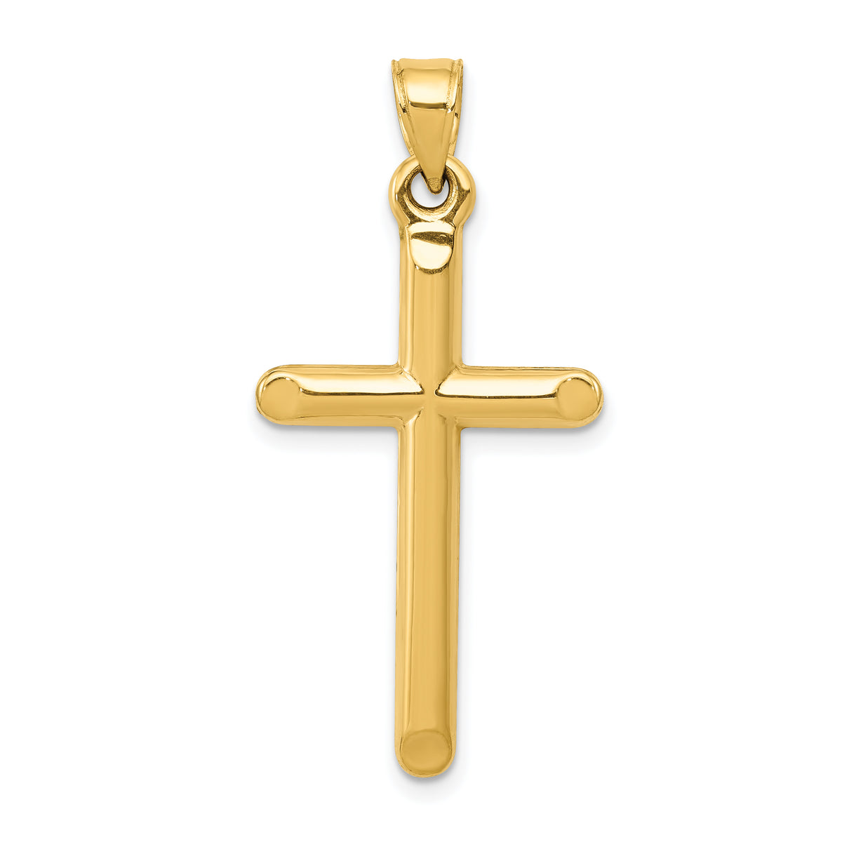 Polished Hollow Cross Pendant - 14k Yellow Gold / Polished, 3D / N/A, 35x17mm