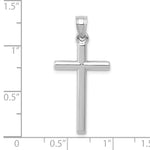 Hollow Cross Pendant - 14k White Gold / 15 x 31 mm / 31x15mm
