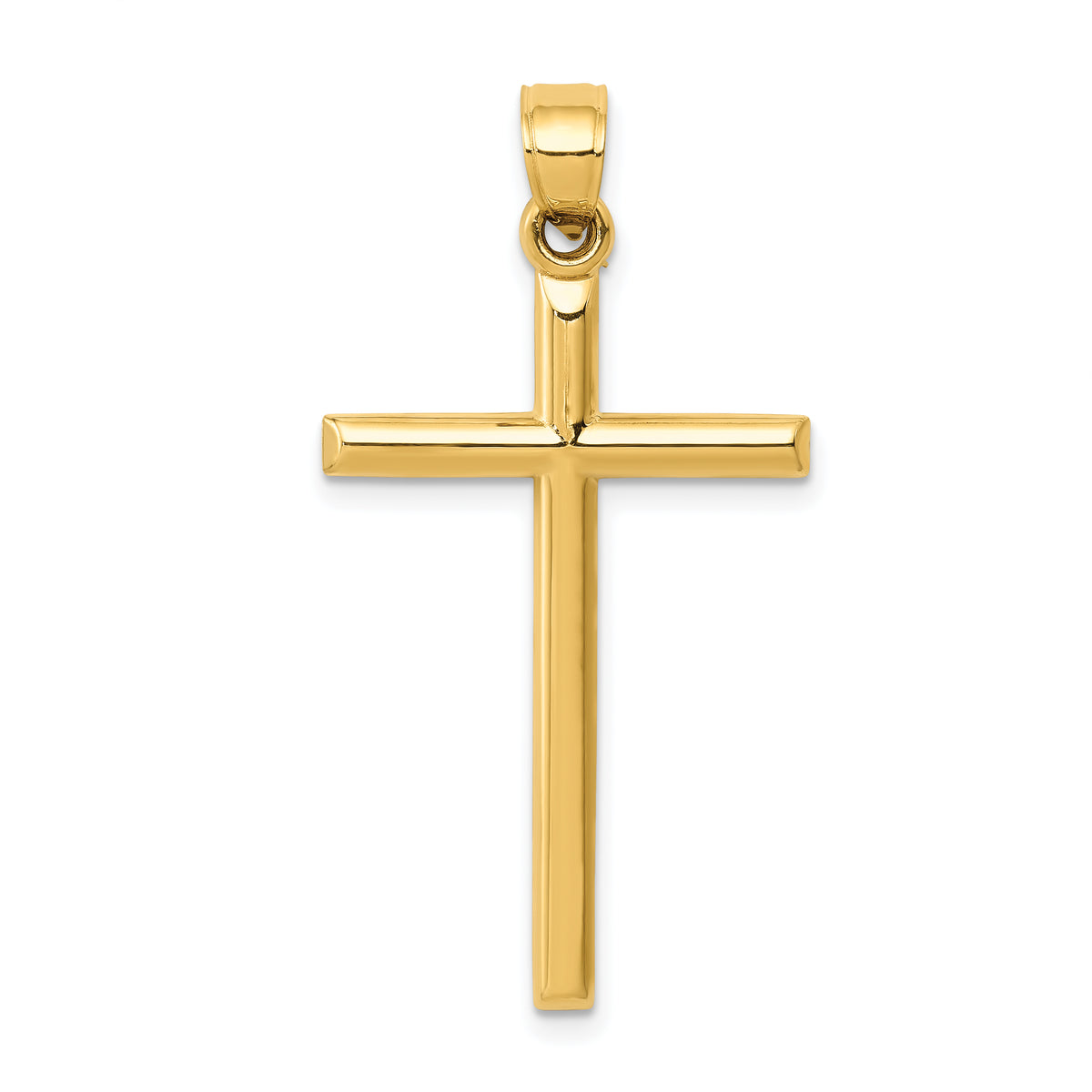 Gold Hollow Latin Cross Pendant - 14k Yellow Gold