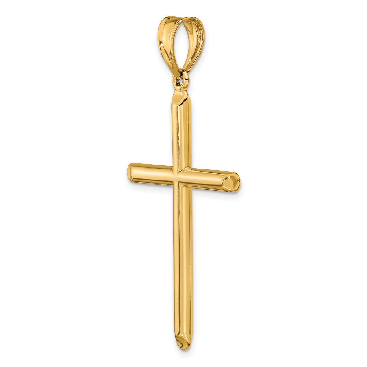 Polished Hollow Cross Pendant - 14k Yellow Gold / Polished, 3D / N/A, 56x30mm