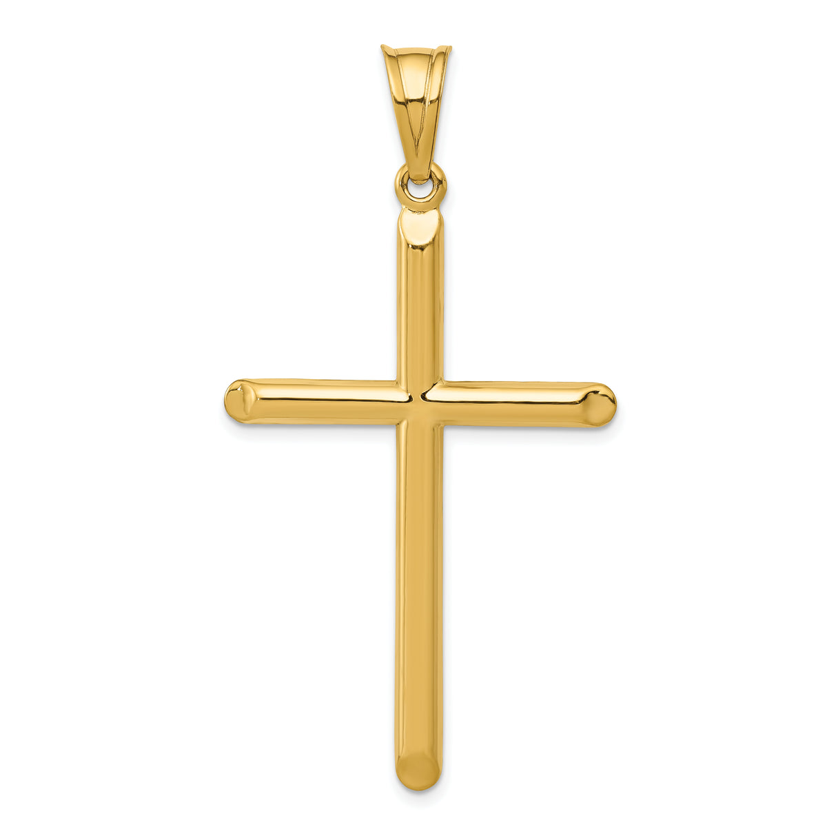Polished Hollow Cross Pendant - 14k Yellow Gold / Polished, 3D / N/A, 56x30mm