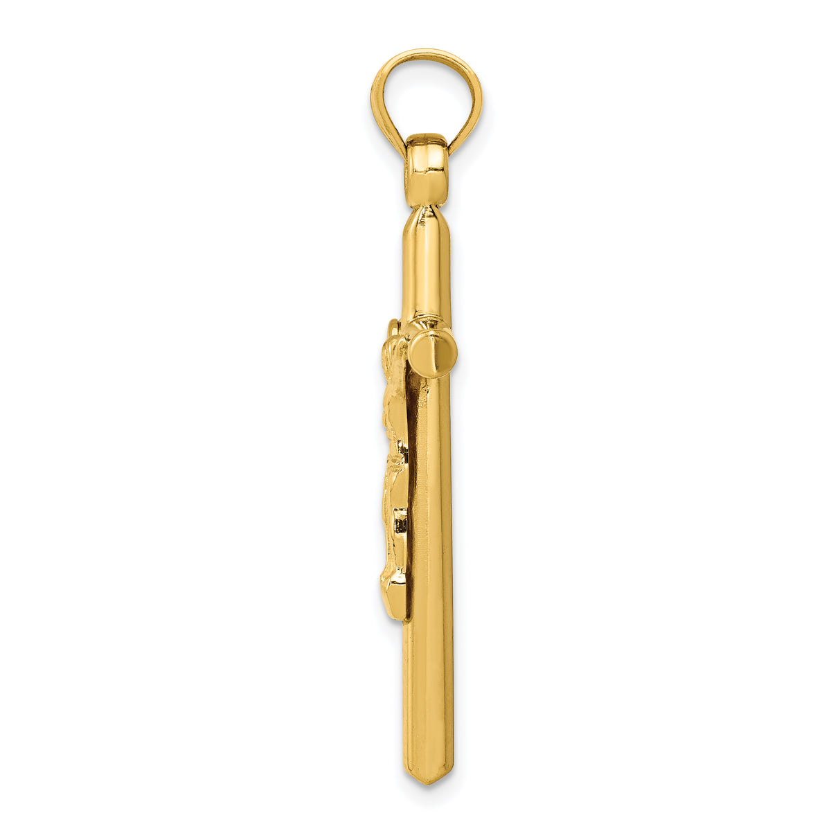 Two-tone Hollow Crucifix Charm - 14k Yellow Gold