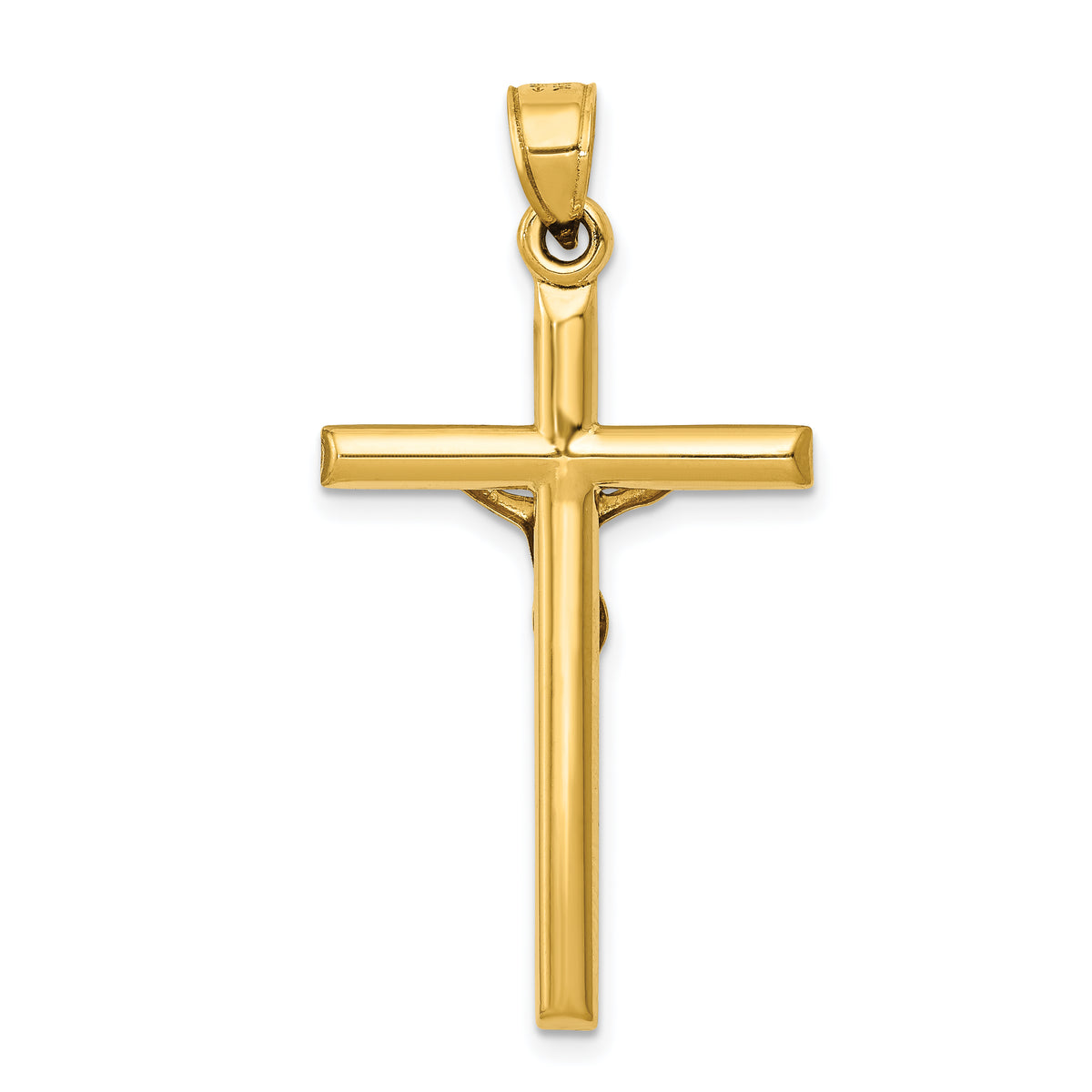 Two-tone Hollow Crucifix Charm - 14k Yellow Gold