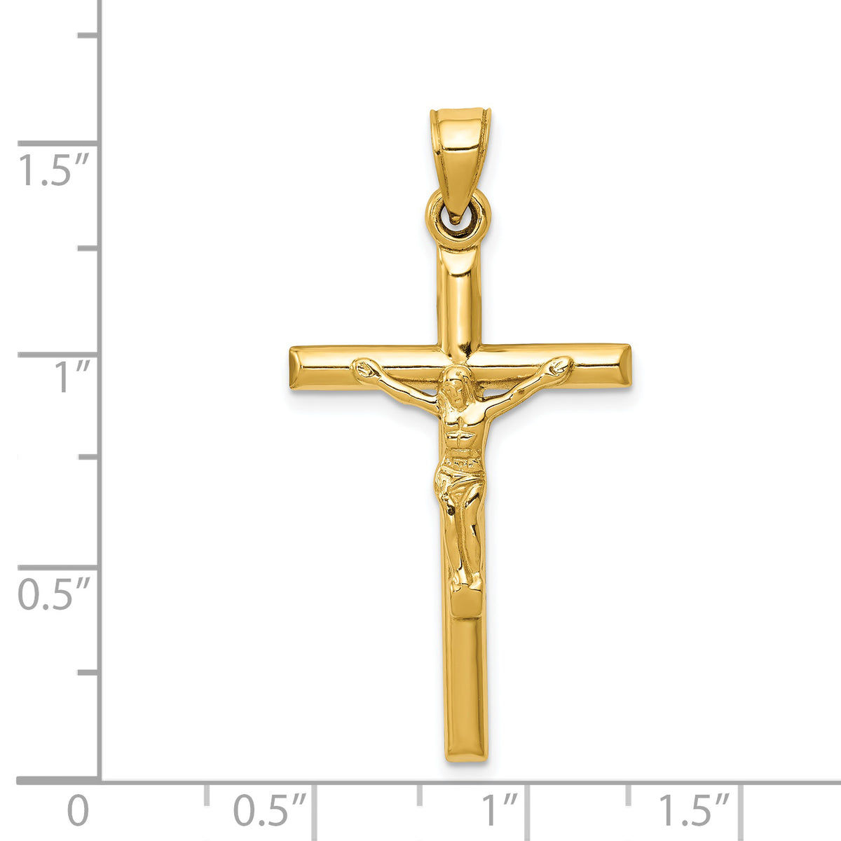 Two-tone Hollow Crucifix Charm - 14k Yellow Gold