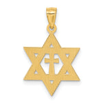 14k Yellow Gold Diamond-cut Star of David with Cross Pendant, view 3