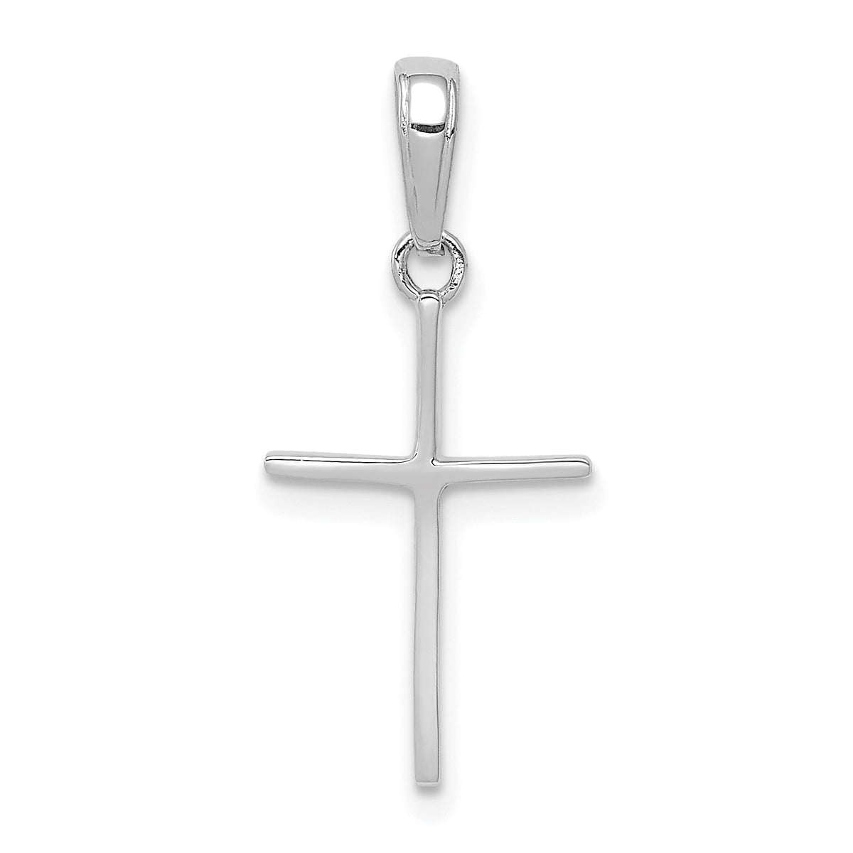 Gold Polished Flat Cross Pendant - 14k White Gold / 10.8 x 18.7 mm