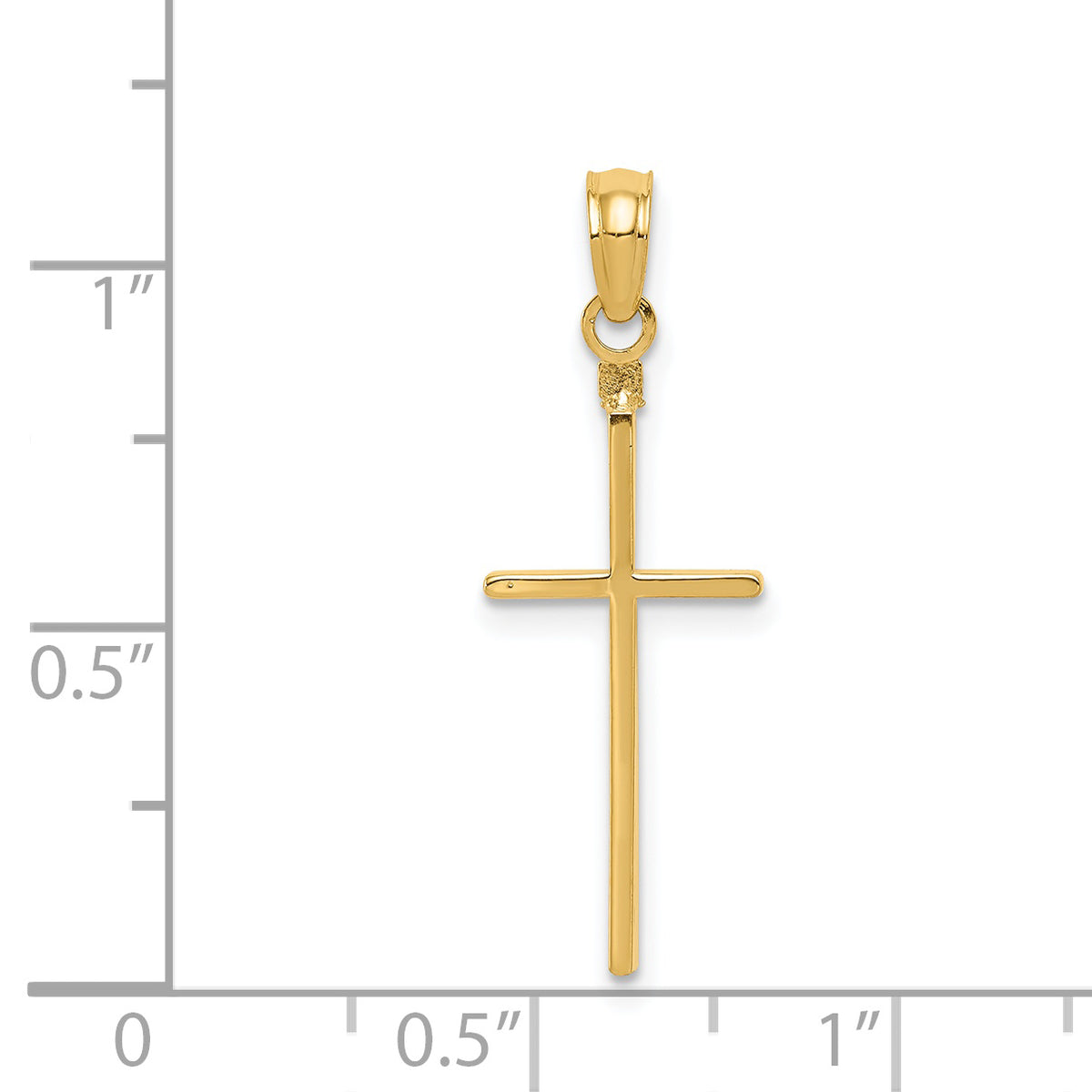 Gold Polished Flat Cross Pendant - 14k Yellow Gold / 10 x 24.75 mm