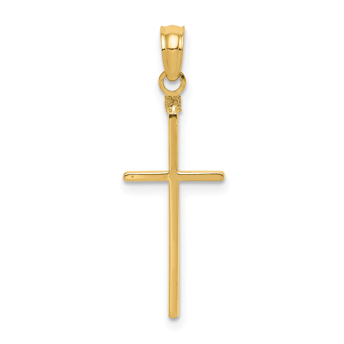 Gold Polished Flat Cross Pendant - 14k Yellow Gold / 10 x 24.75 mm