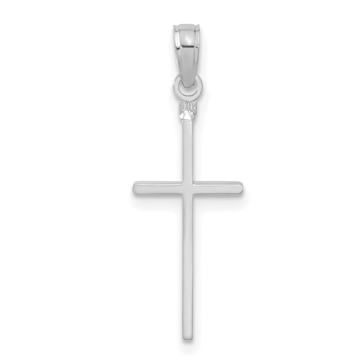 Gold Polished Flat Cross Pendant - 14k White Gold / 10 x 24.75 mm