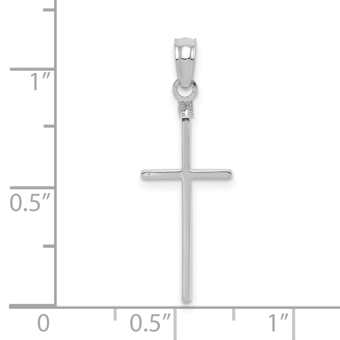 Gold Polished Flat Cross Pendant - 14k White Gold / 10 x 24.75 mm
