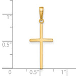 Gold Polished Flat Cross Pendant - 14k Yellow Gold / 12 x 26 mm