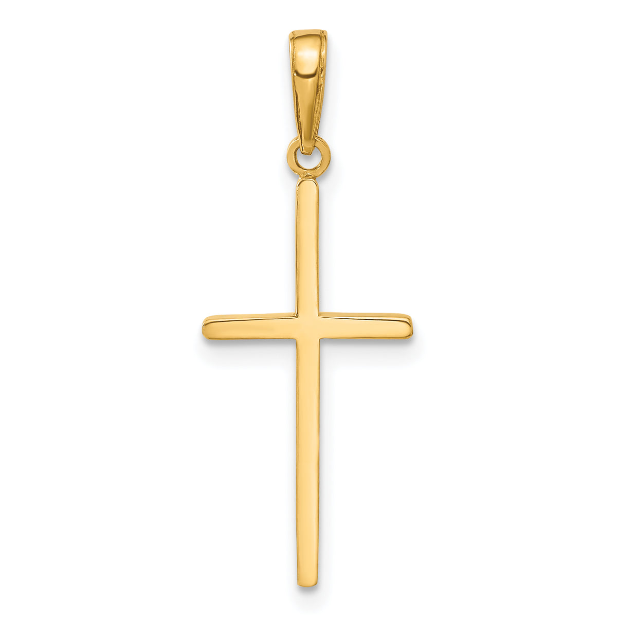 Gold Polished Flat Cross Pendant - 14k Yellow Gold / 12 x 26 mm