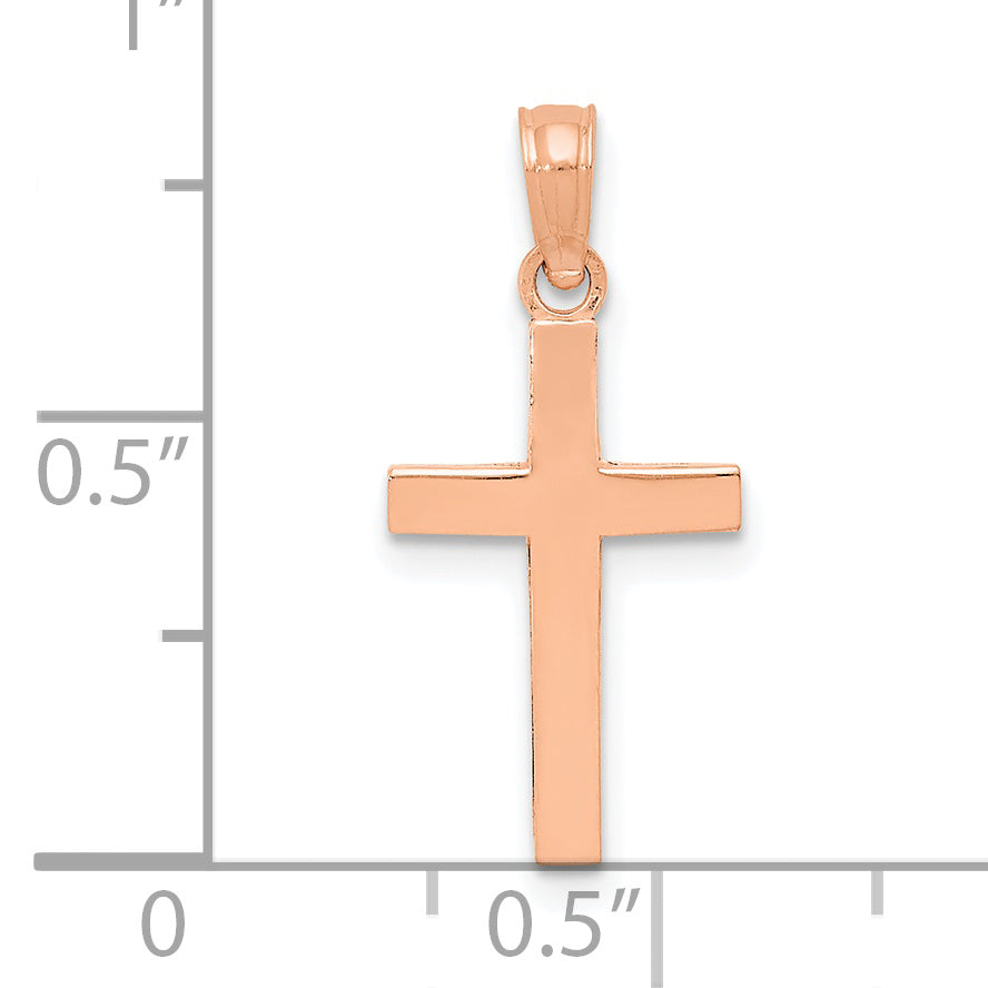Gold Polished Latin Pendant - 14k Rose Gold / 11 x 17.8 mm / 22.8x11mm