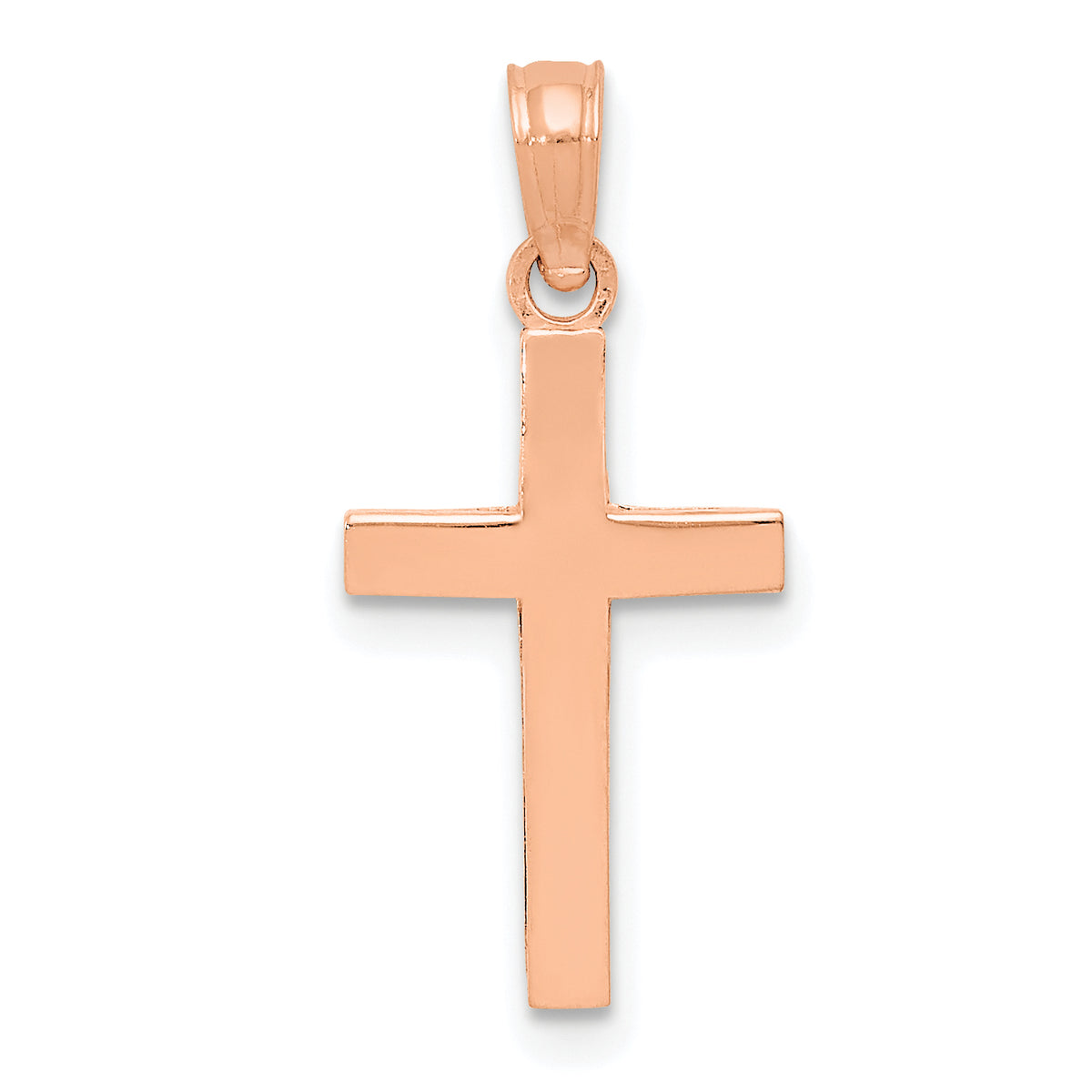 Gold Polished Latin Pendant - 14k Rose Gold / 11 x 17.8 mm / 22.8x11mm