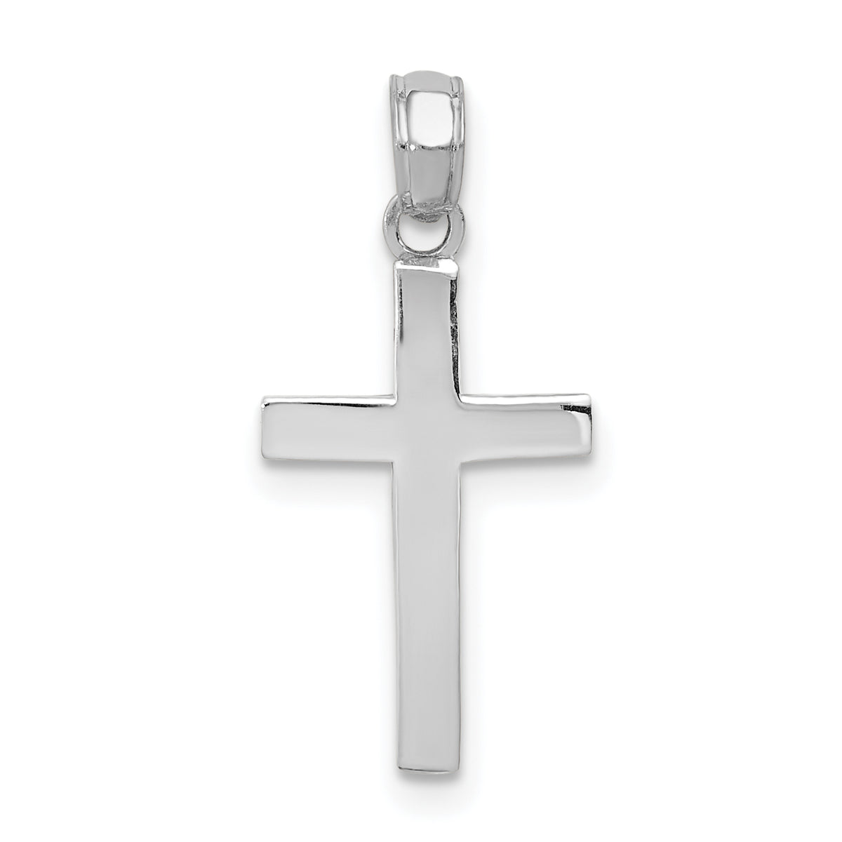 Gold Polished Latin Pendant - 14k White Gold / 11 x 17.8 mm / 22.8x11mm