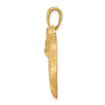 Gold Textured Chai Pendant - 14k Yellow Gold / 22 x 21 mm