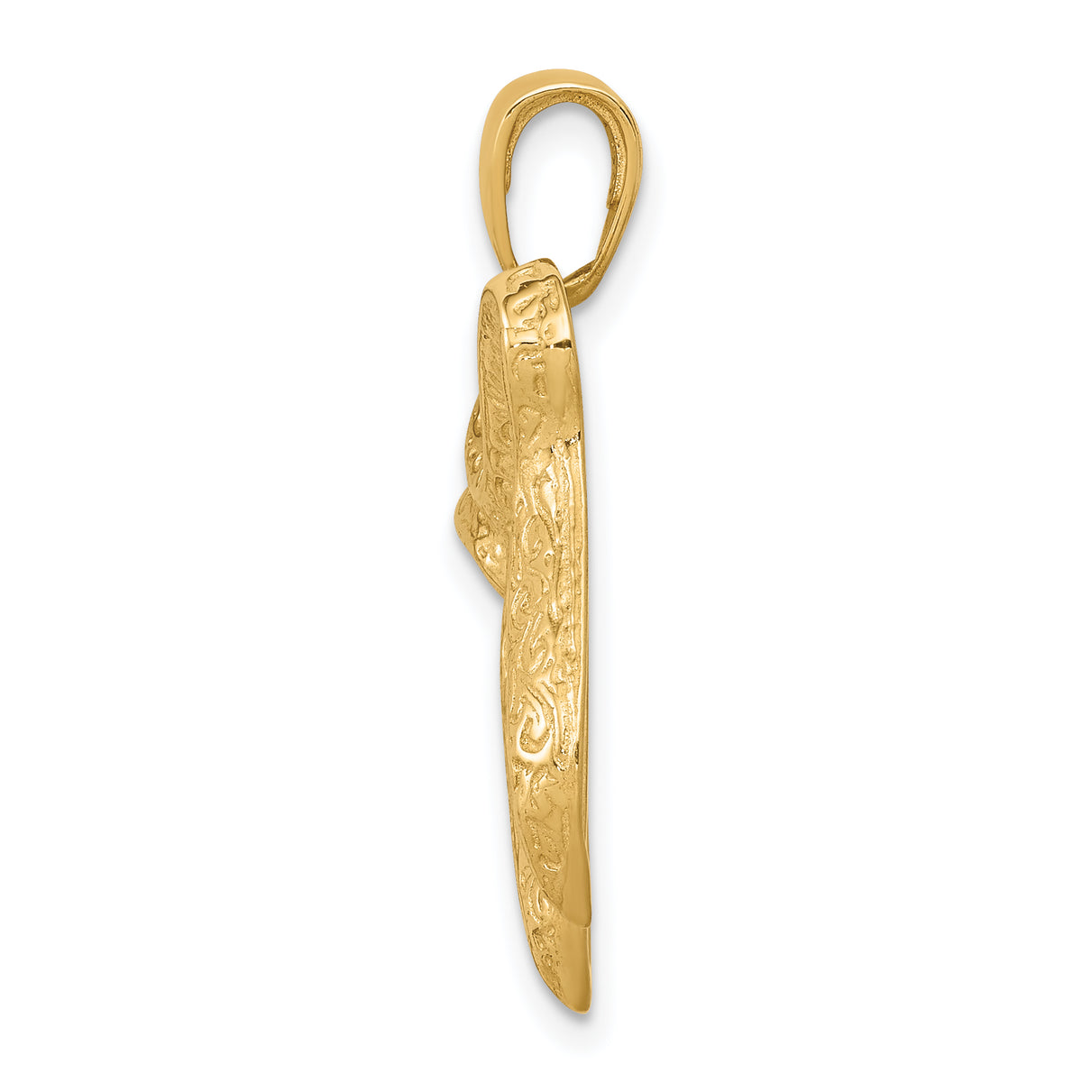 Gold Textured Chai Pendant - 14k Yellow Gold / 22 x 21 mm