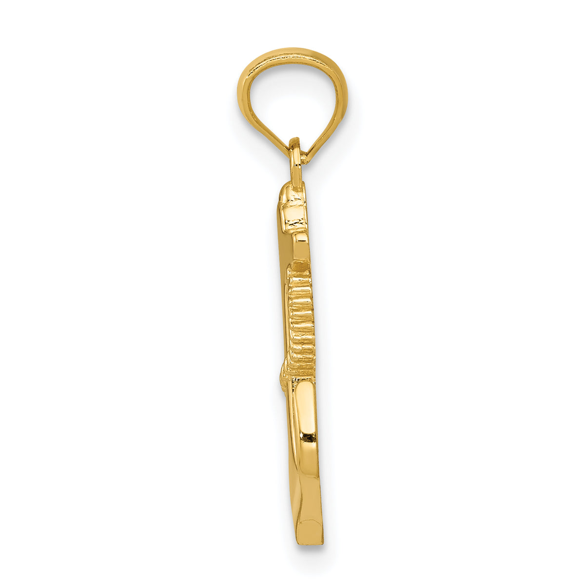 14k Yellow Gold Polished Anchor with Rope Pendant, view 2