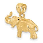 14K Satin Diamond-cut Elephant Pendant