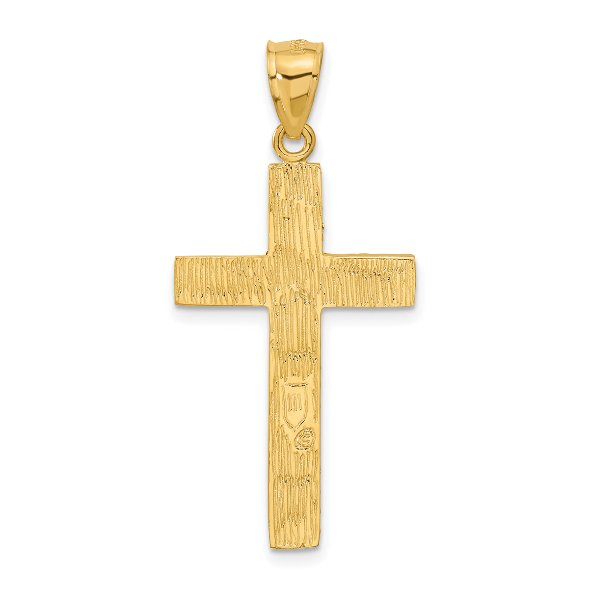 14K Diamond-cut Textured Cross Pendant