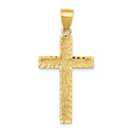 14K Diamond-cut Textured Cross Pendant