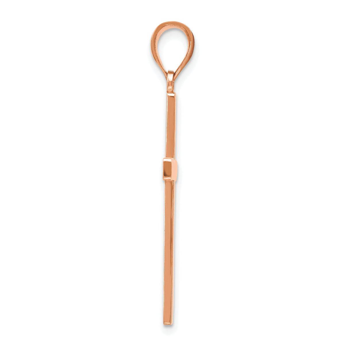 Gold Polished Latin Pendant - 14k Rose Gold / 19.5 x 29.4 mm / 38x19.5mm