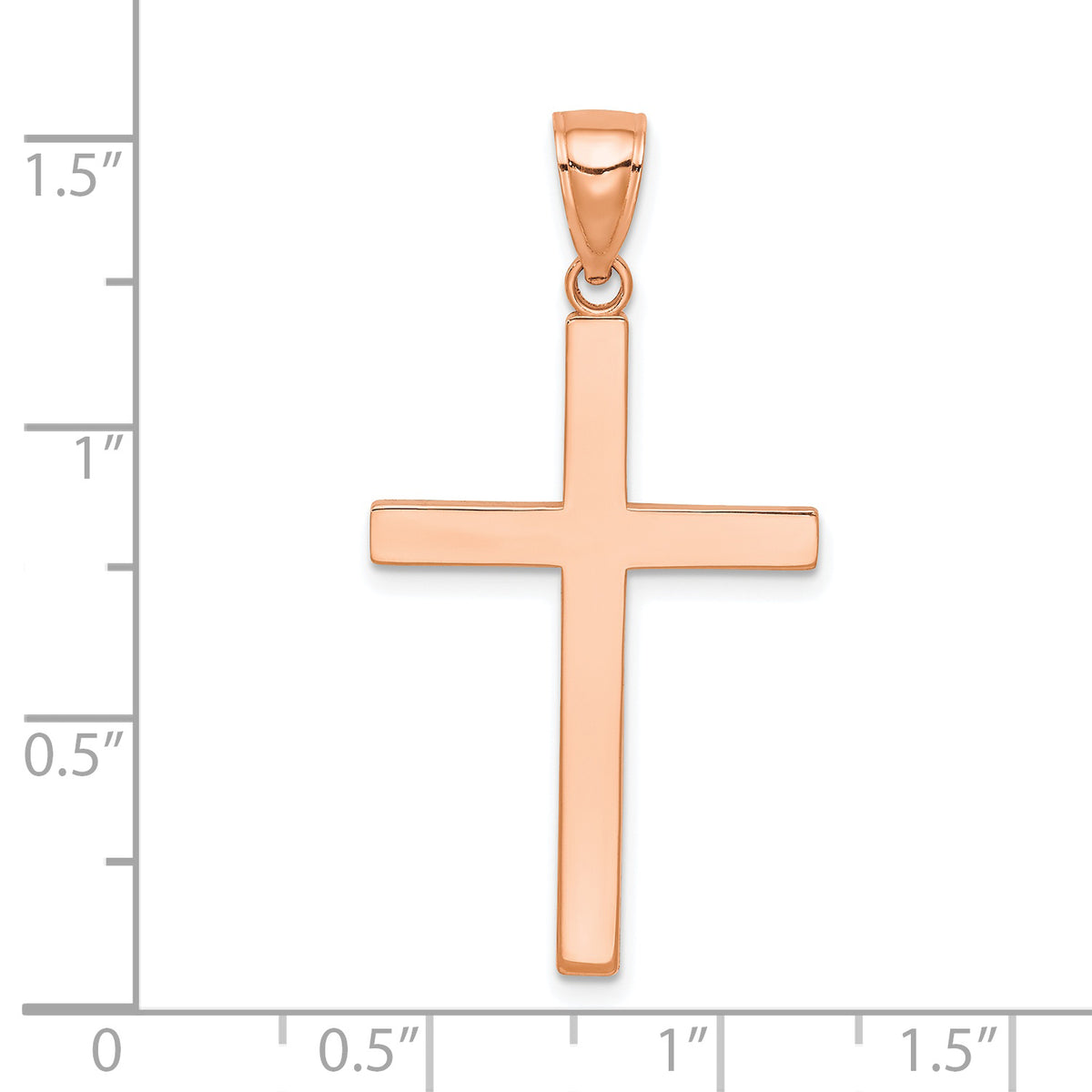 Gold Polished Latin Pendant - 14k Rose Gold / 19.5 x 29.4 mm / 38x19.5mm