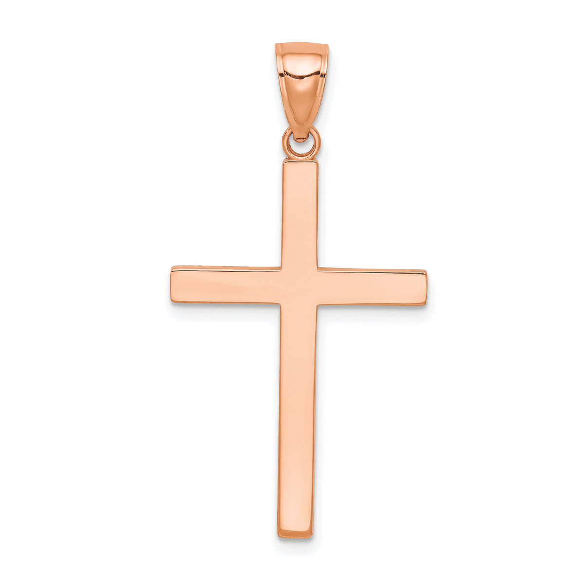 Gold Polished Latin Pendant - 14k Rose Gold / 19.5 x 29.4 mm / 38x19.5mm