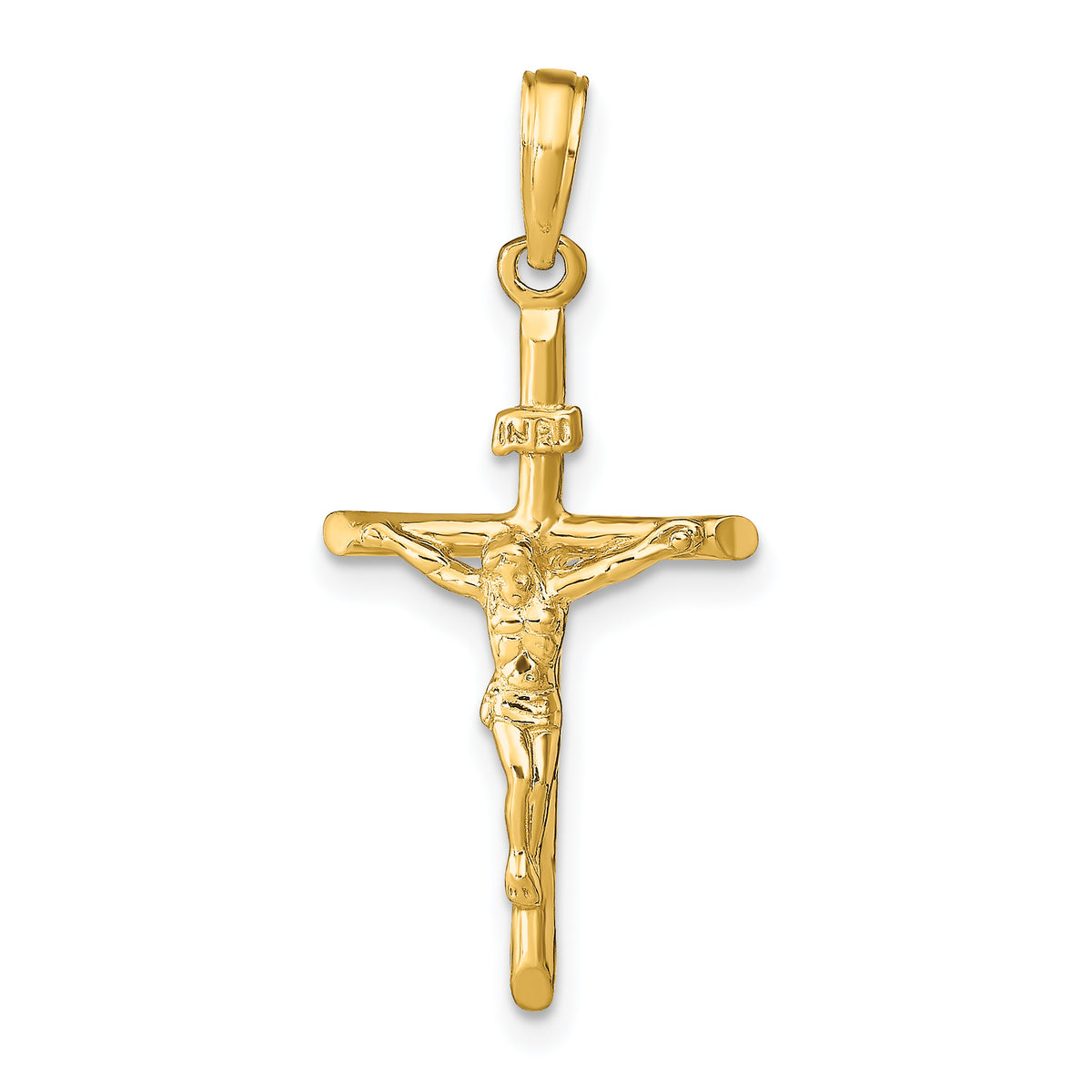 14k Gold Stick Style Crucifix Pendant - 14k Yellow Gold