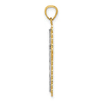 Gold Diamond-cut Cross Pendant - 14k Gold with White Rhodium / 18.25 x 29.25 mm