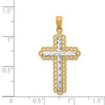 Gold Diamond-cut Cross Pendant - 14k Gold with White Rhodium / 18.25 x 29.25 mm