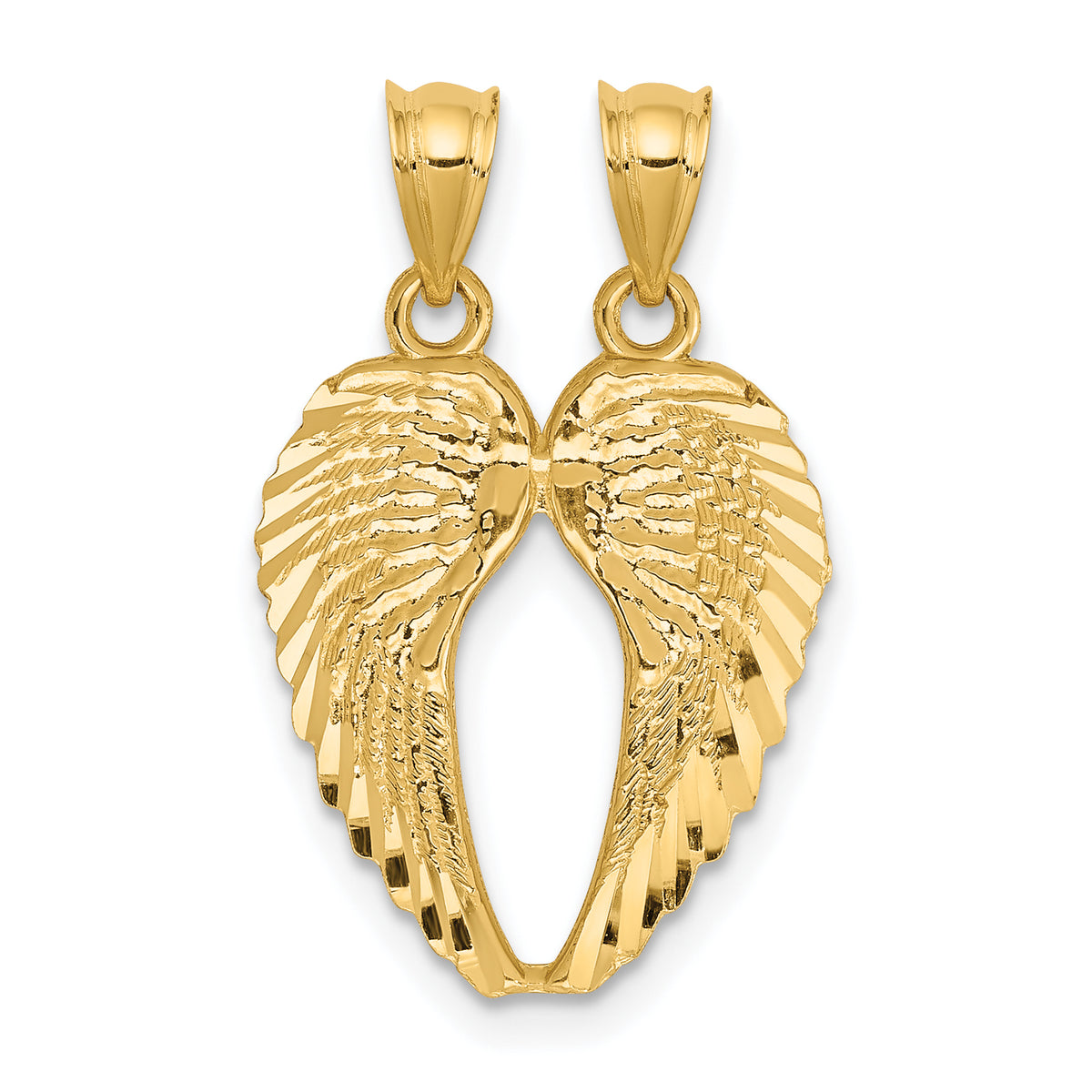 14k Yellow Gold Two-Piece Break-Apart Diamond-cut Wings Pendant