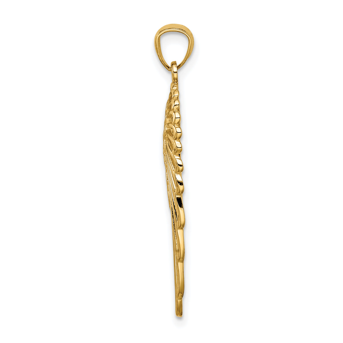 14k Yellow Gold Cut-out Angel Wing Pendant, view 2