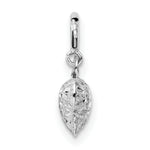 14K White Gold 3-D Puffed Diamond-cut Heart Charm