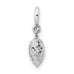 14K White Gold 3-D Puffed Diamond-cut Heart Charm