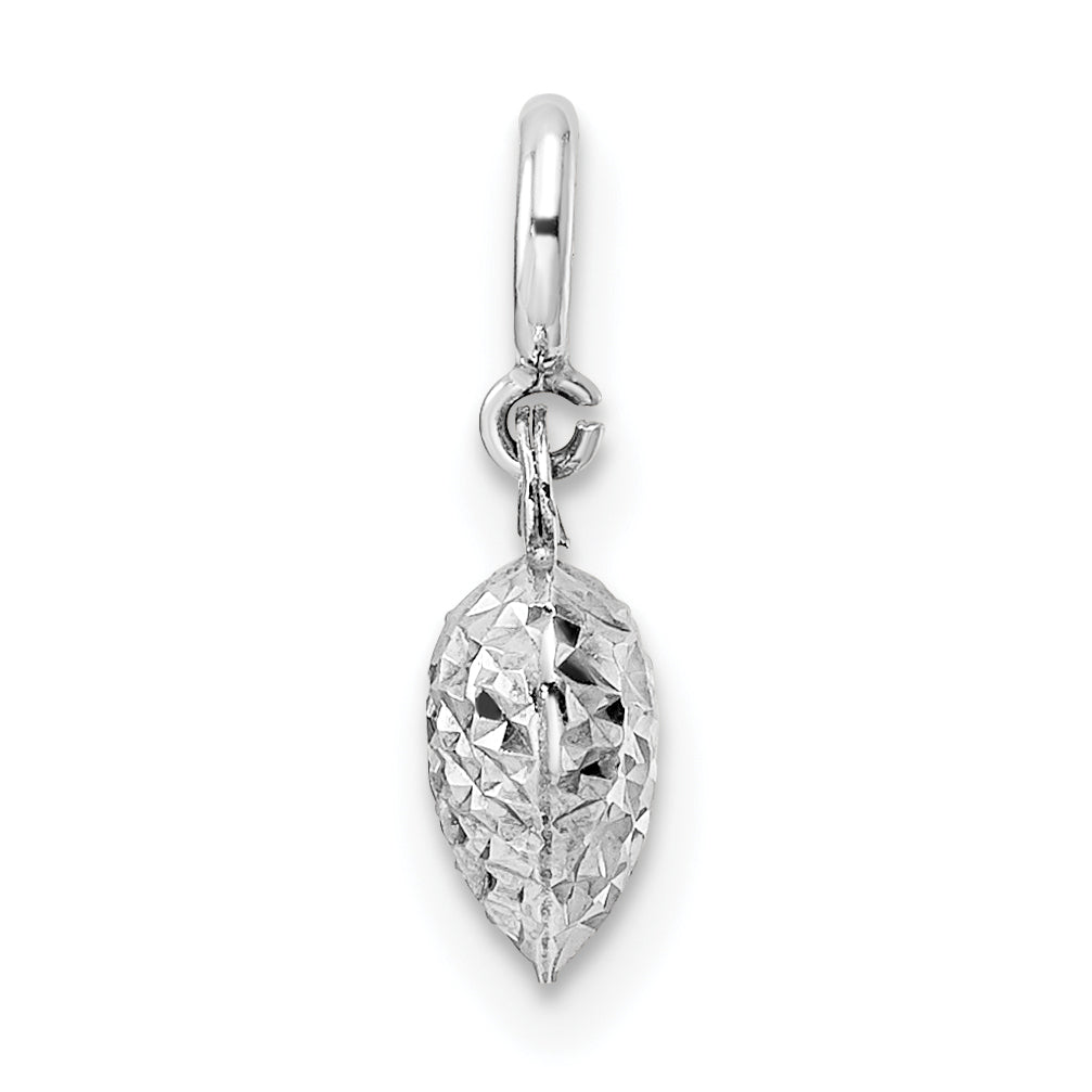 14K White Gold 3-D Puffed Diamond-cut Heart Charm