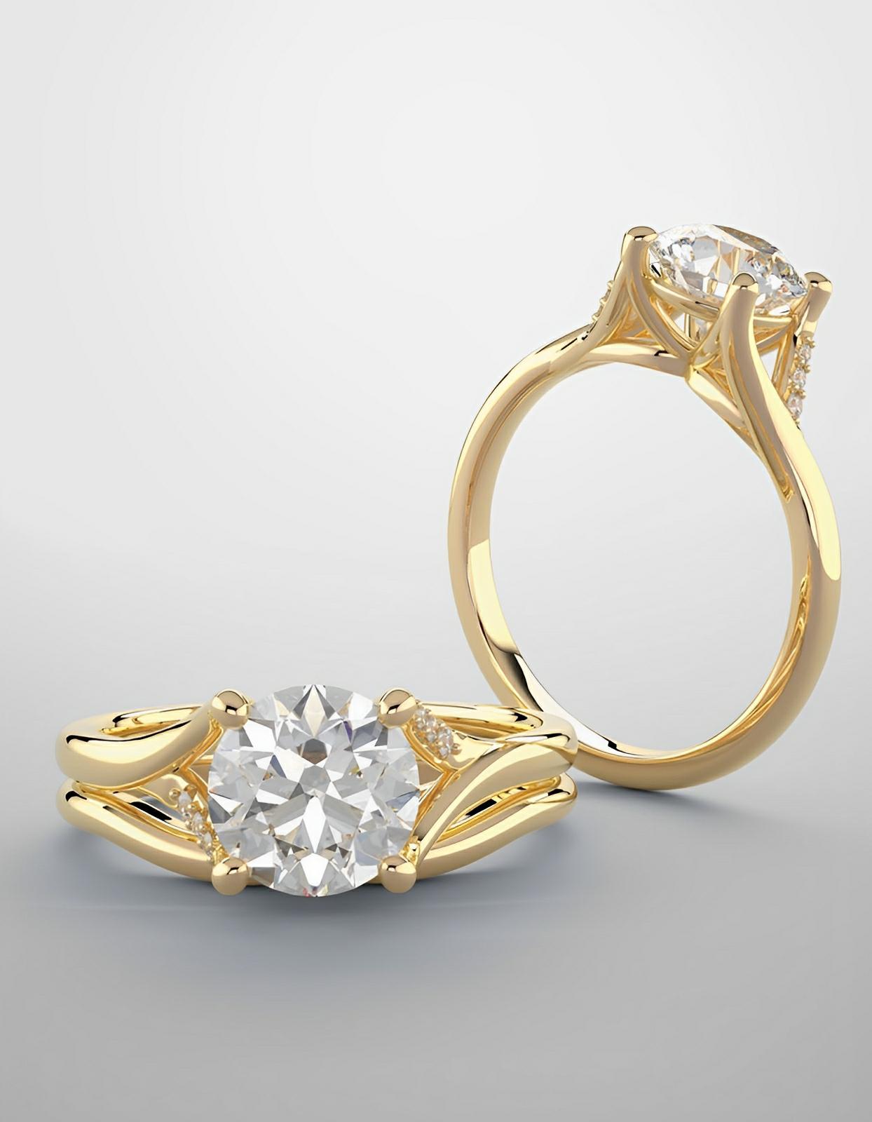 Bridal set, yellow gold and diamonds