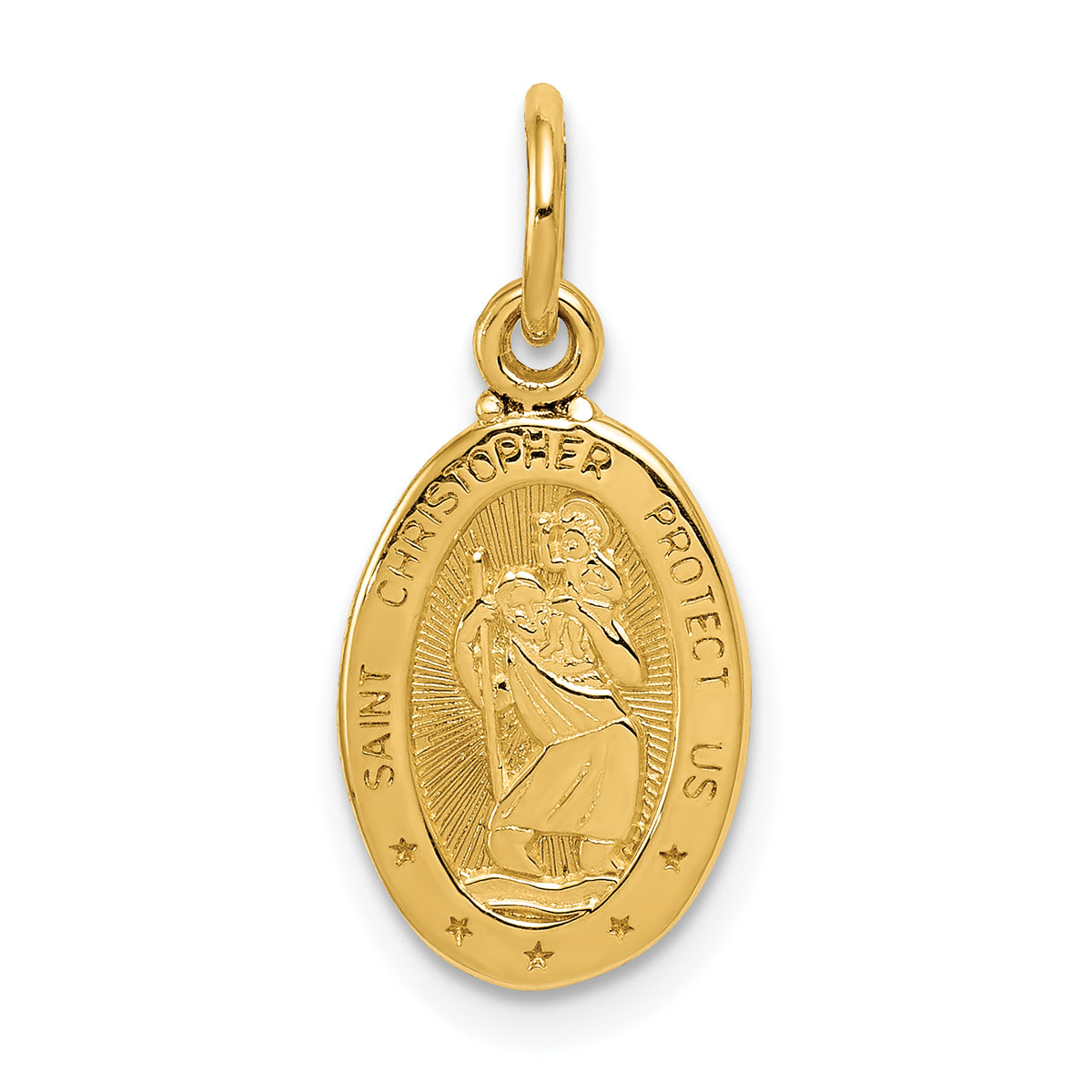 14k Yellow Gold Polished Small Saint Christopher Medal Oval Charm