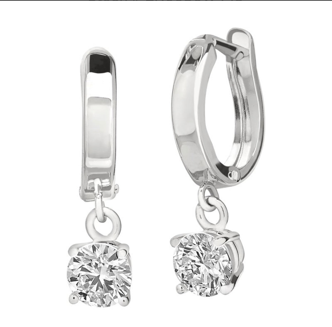 2 Ctw 14Kt Yellow Gold Lab Grown Round Hanging Solitaire Earring