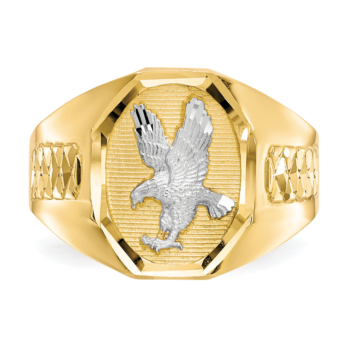 Men's Eagle Ring - 14k Gold with White Rhodium