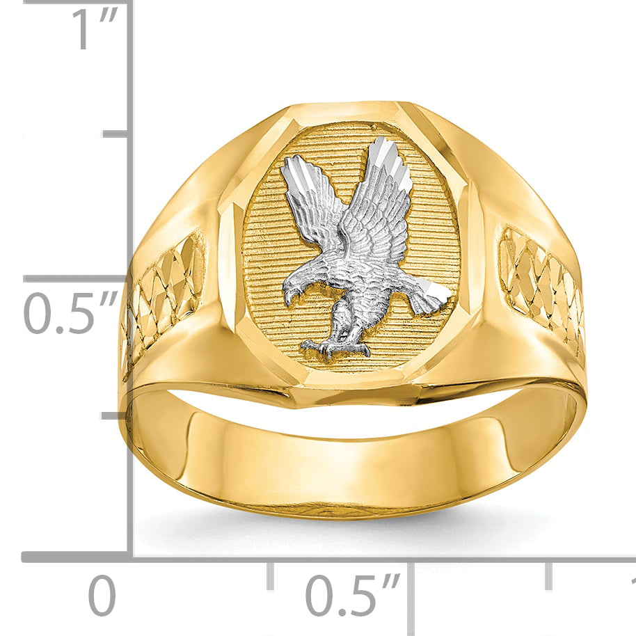 Men's Eagle Ring - 14k Gold with White Rhodium