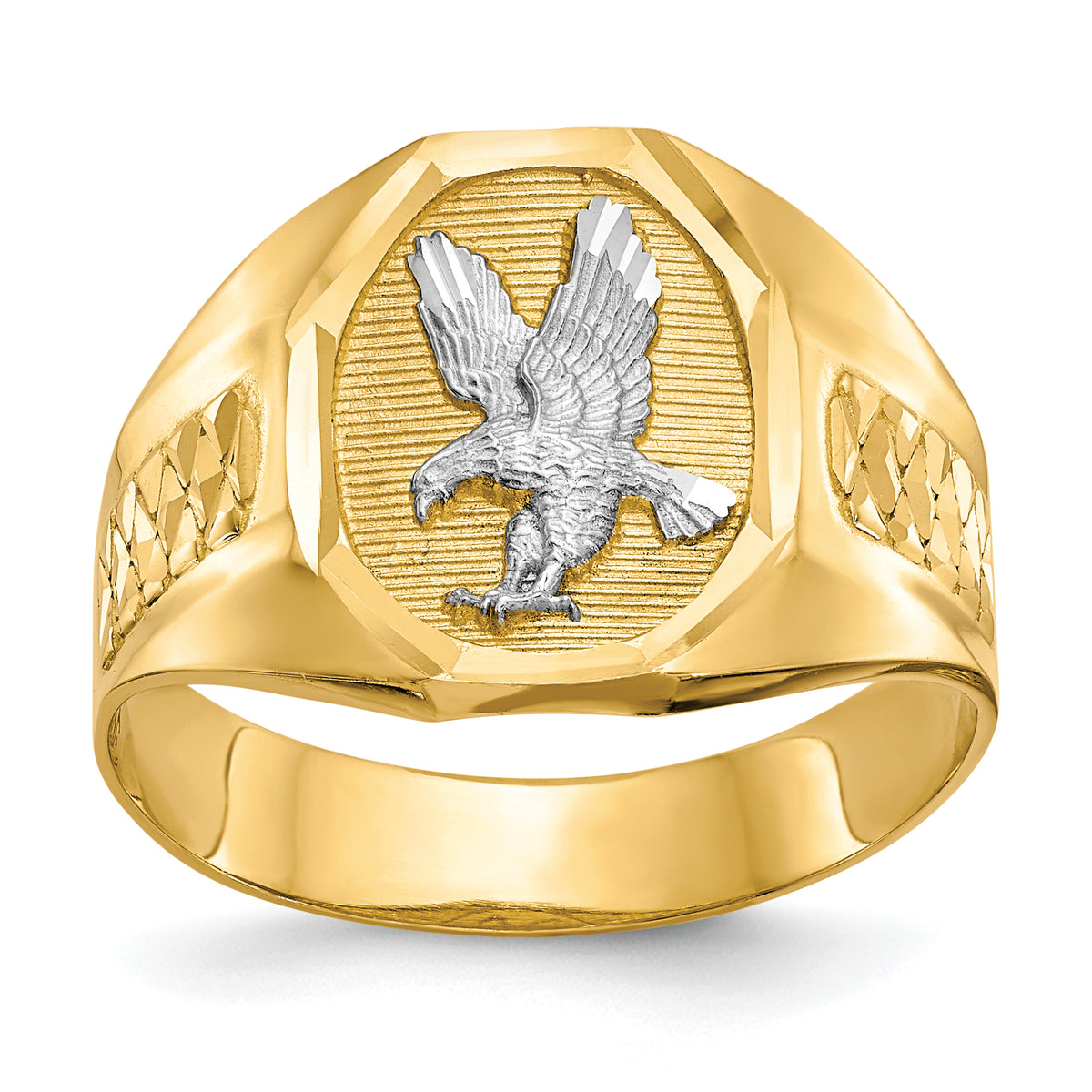 Men's Eagle Ring - 14k Gold with White Rhodium