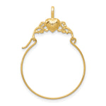 14k Gold Polished Heart Charm Holder Pendant - 14k Yellow Gold