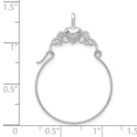 14k Gold Polished Heart Charm Holder Pendant, shown with a ruler for scale - 14k White Gold