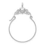 14k Gold Polished Heart Charm Holder Pendant - 14k White Gold