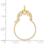 14k Gold Polished 5-Heart Charm Holder Pendant, shown with a ruler for scale - 14k Yellow Gold