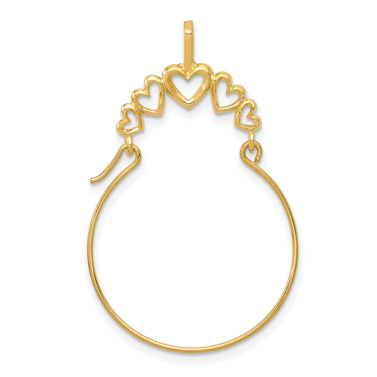 14k Gold Polished 5-Heart Charm Holder Pendant - 14k Yellow Gold